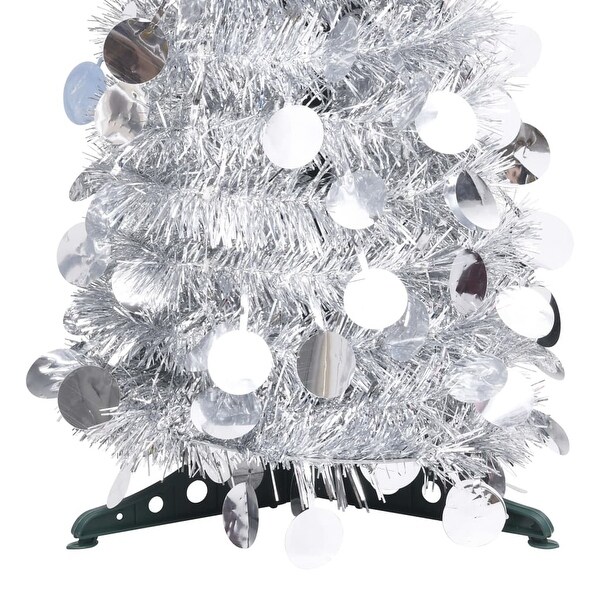 vidaXL Popup Artificial Christmas Tree Silver 4 ft PET