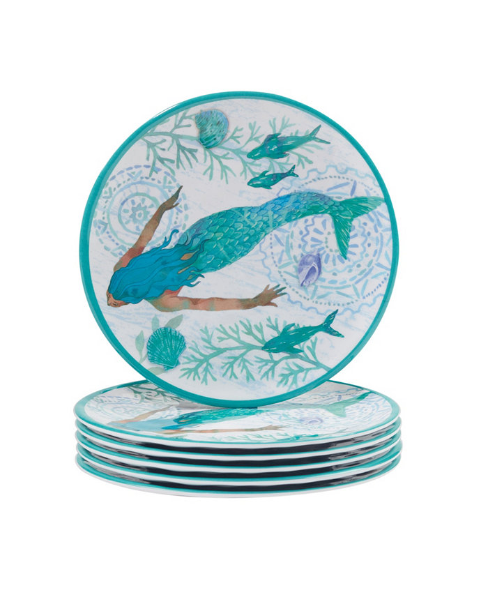 Certified International Serene Seas Melamine Salad Plate Set of 6