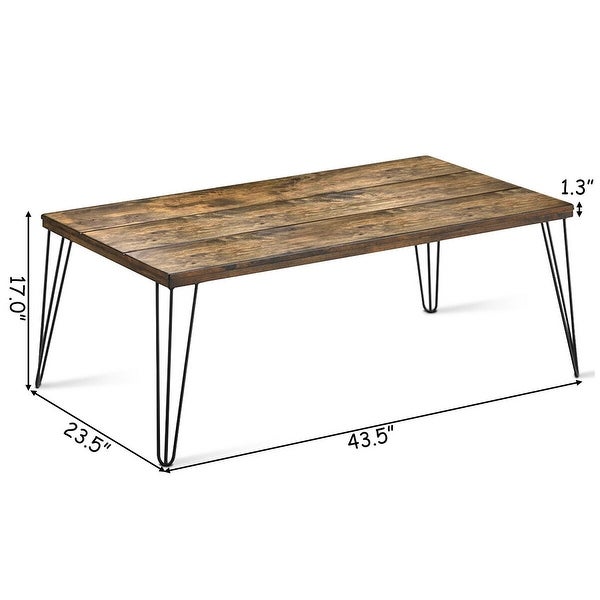 GZMR Rustic Industrial Solid Wood Rectangular Cocktail Coffee Table