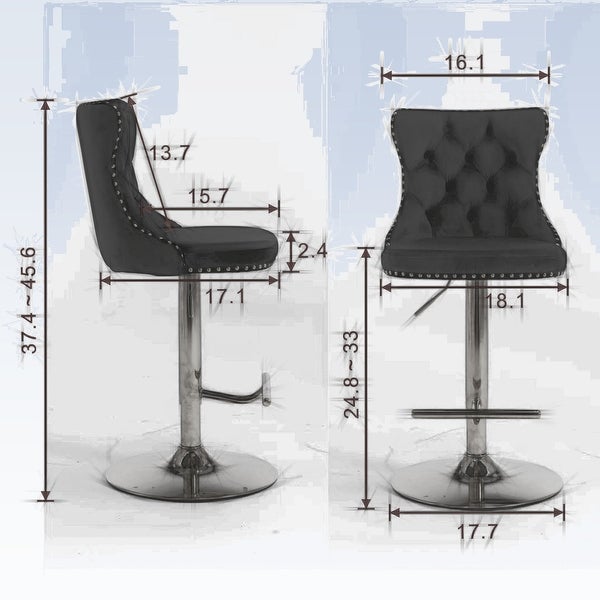 Modern Swivel Velvet Barstools Adjusatble Seat Height