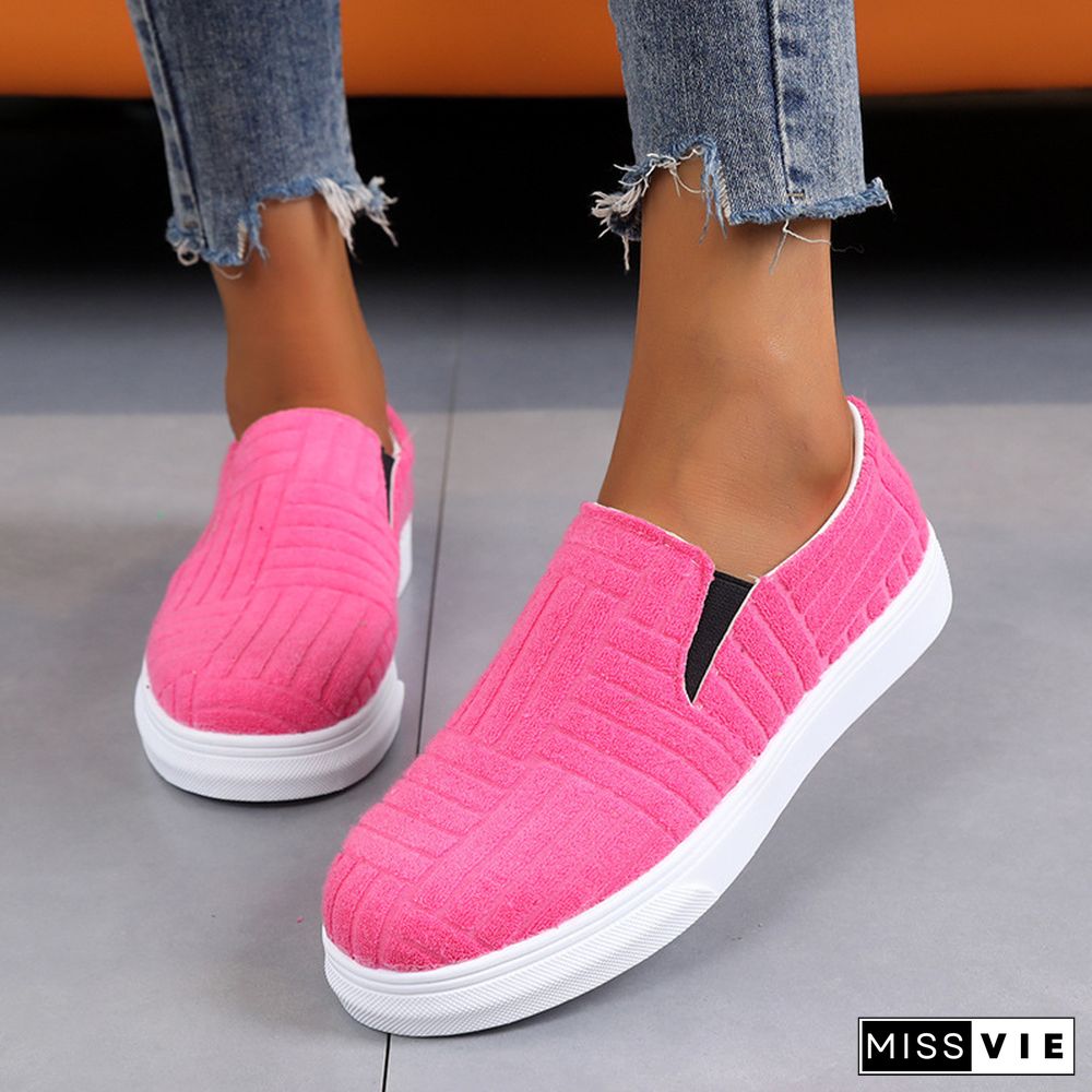 Rose Red Casual Daily Patchwork Contrast Round Comfortable Out Door Flats Shoes