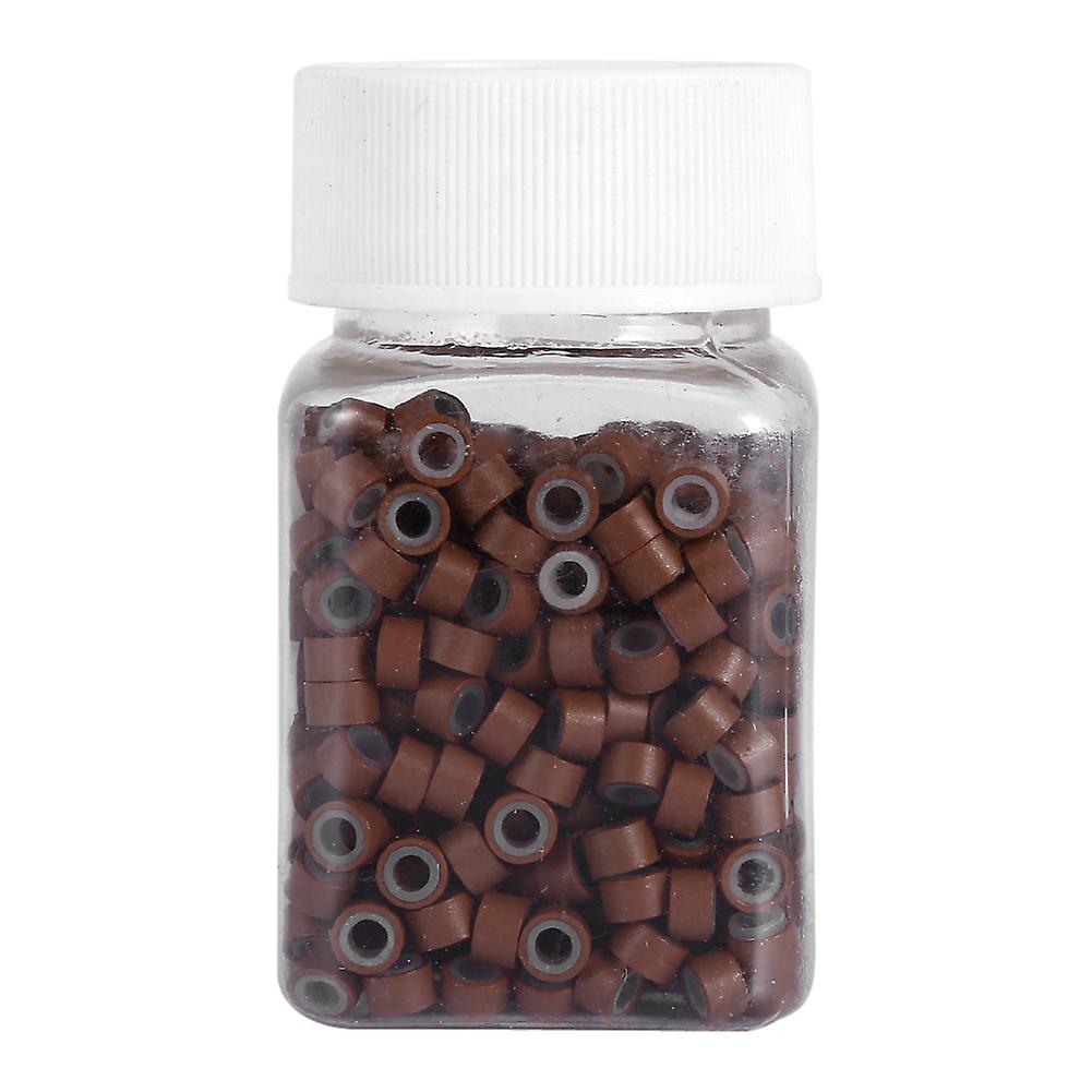 500pcs/bottle Aluminum Silicone Lined Rings Loops For Feather Human Hair Extension(light Brown)