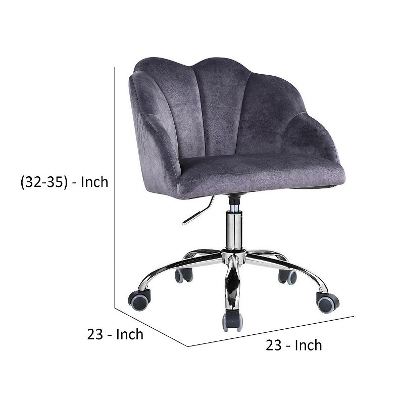 Swivel Office Chair with Shell Design Backrest， Gray and Chrome