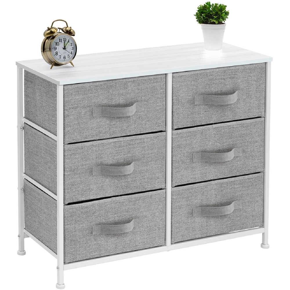 Sorbus 6 Drawer Dresser for Bedroom in White and Gray