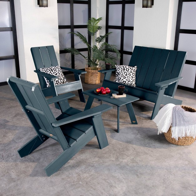 Italica 4pc Outdoor Set With Modern Adirondack Chairs Double Wide Adirondack Chairs amp Table Highwood