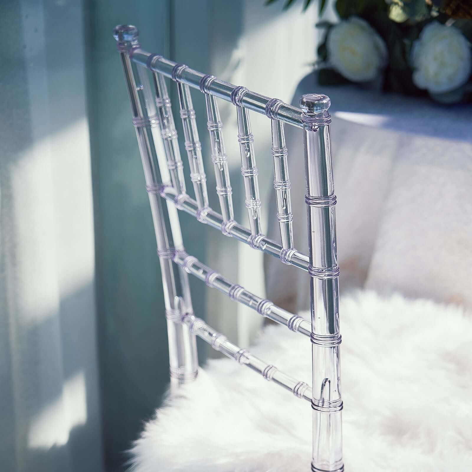 Clear Resin Transparent Chiavari Chair, Armless Stackable Event Chair