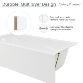 Swiss Madison Voltaire Left-Hand Drain Rectangular Alcove Bathtub SM-AB556