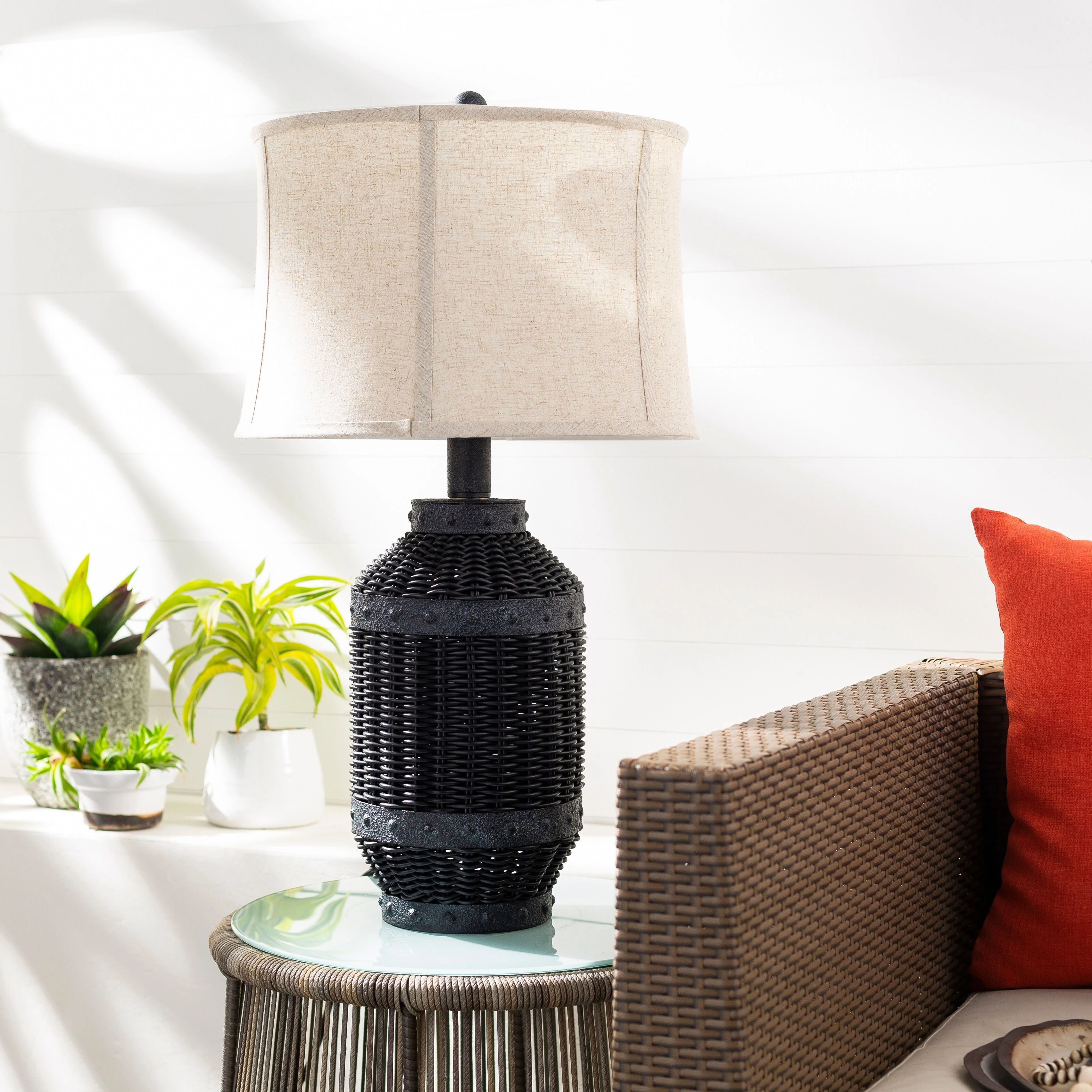 Teagan Indoor/ Outdoor Faux Wicker 29-inch Table Lamp - 29