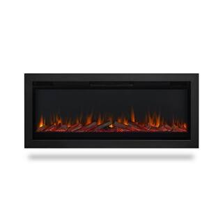 Real Flame 49 in. Wall-Mount Recessed Electric Fireplace Insert in Black 5555