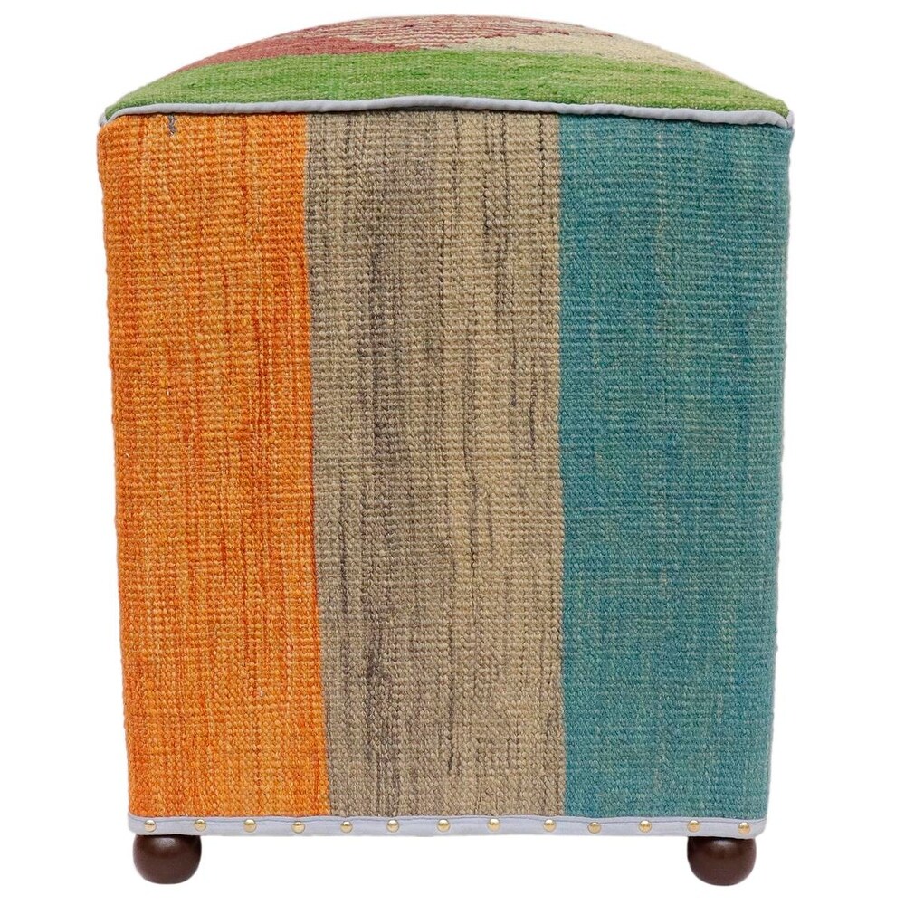 Boho Chic Catalano Handmade Kilim Upholstered Ottoman