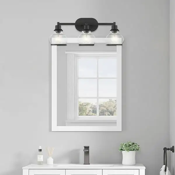 OVE Decors Theodore VIII 3-Light LED Bathroom Vanity in Black - 9.63 in. H