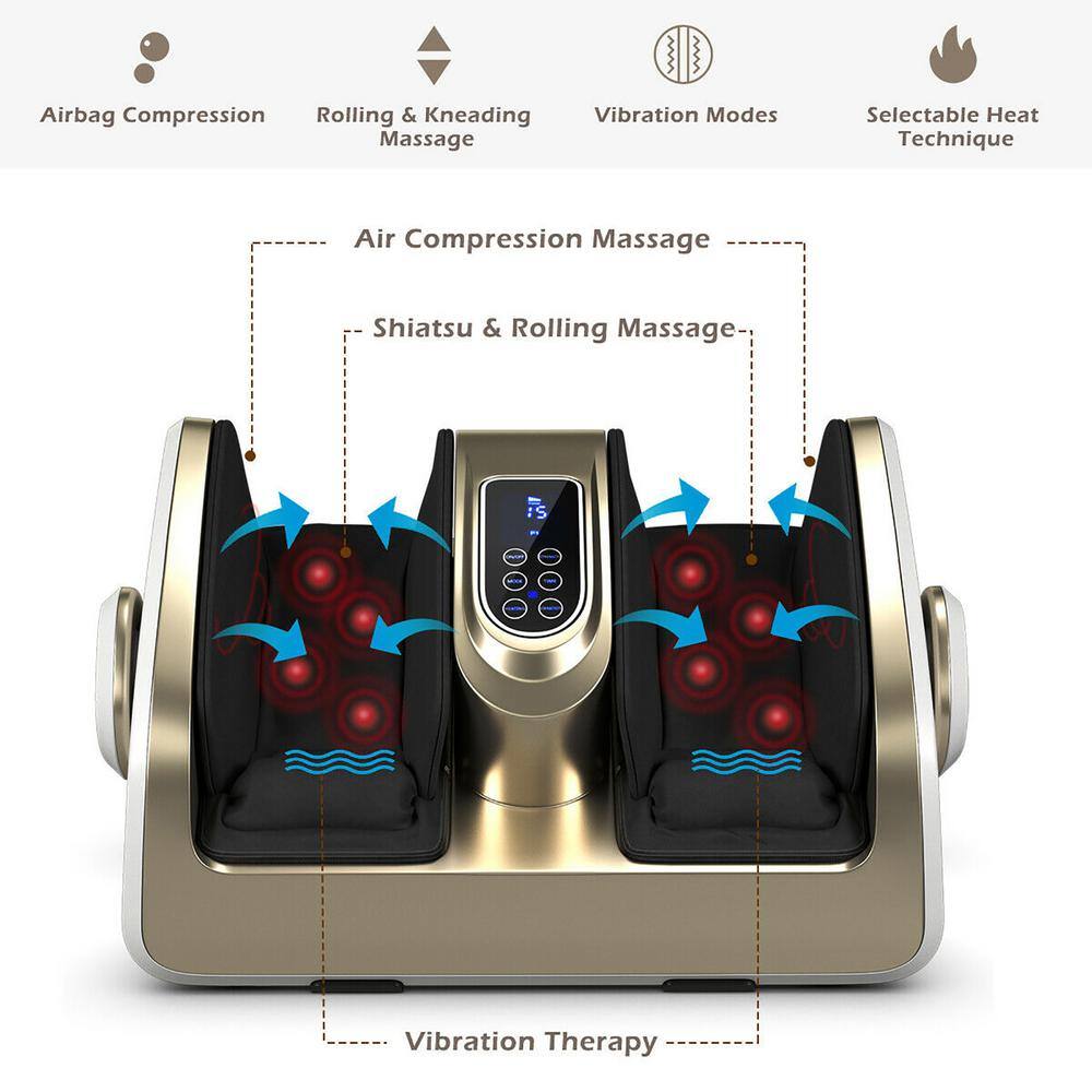 Costway 5-Speed Foot Calf Shiatsu Massager Heat Remote Control EP24439