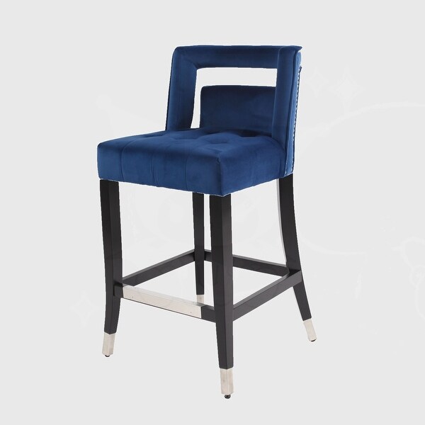 2 pcs Set 26 inch Suede Velvet Barstool with nailheads