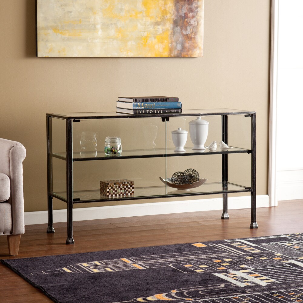 SEI Furniture Glenn Terrarium Display Curio/Sofa/ Console Table