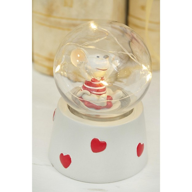 C amp f Home Valentine x27 s Day Snow Globe Mouse With Led Figurine Decorative Cute Farmhouse For Spring Figurines