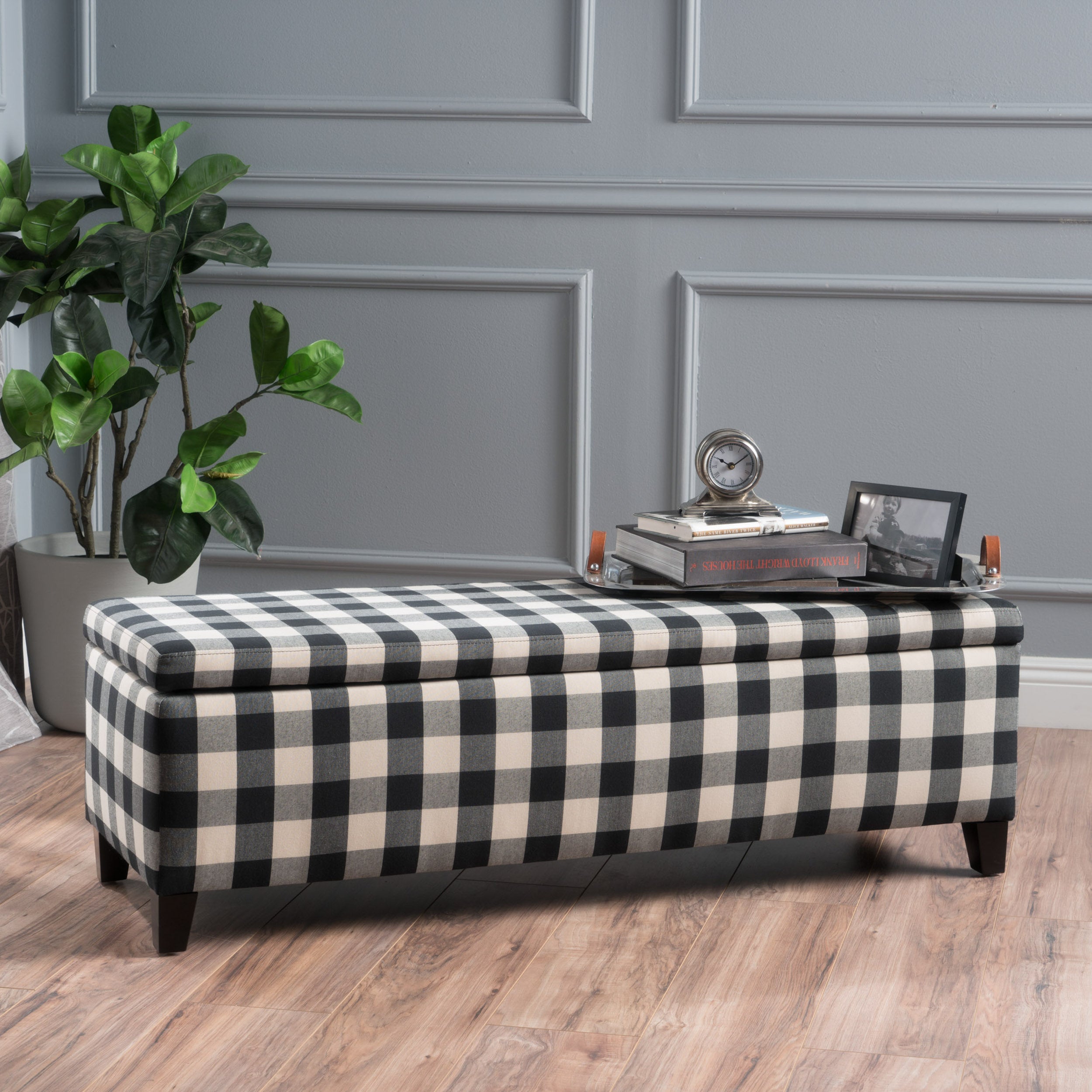 Clor Fabric Rectangle Storage Ottoman Bench