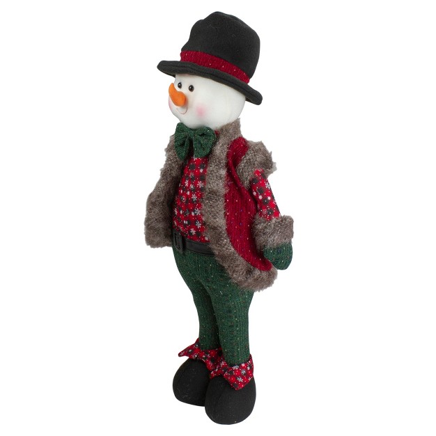 Red And Green Jolly Plush Boy Snowman Christmas Figure