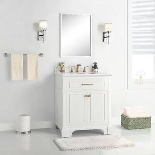 Home Decorators Collection Melpark 30 in. W x 22 in. D x 34.5 in. H Bath Vanity in White with White Cultured Marble Top Melpark 30W