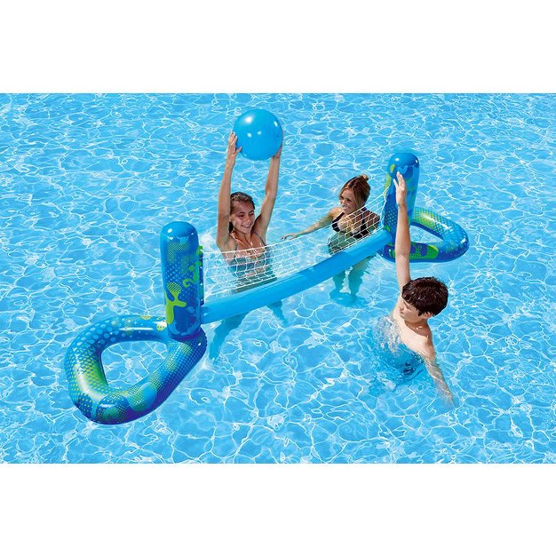 Inflatable Aqua Fun Swimming Pool Volley Ball Game Blue green