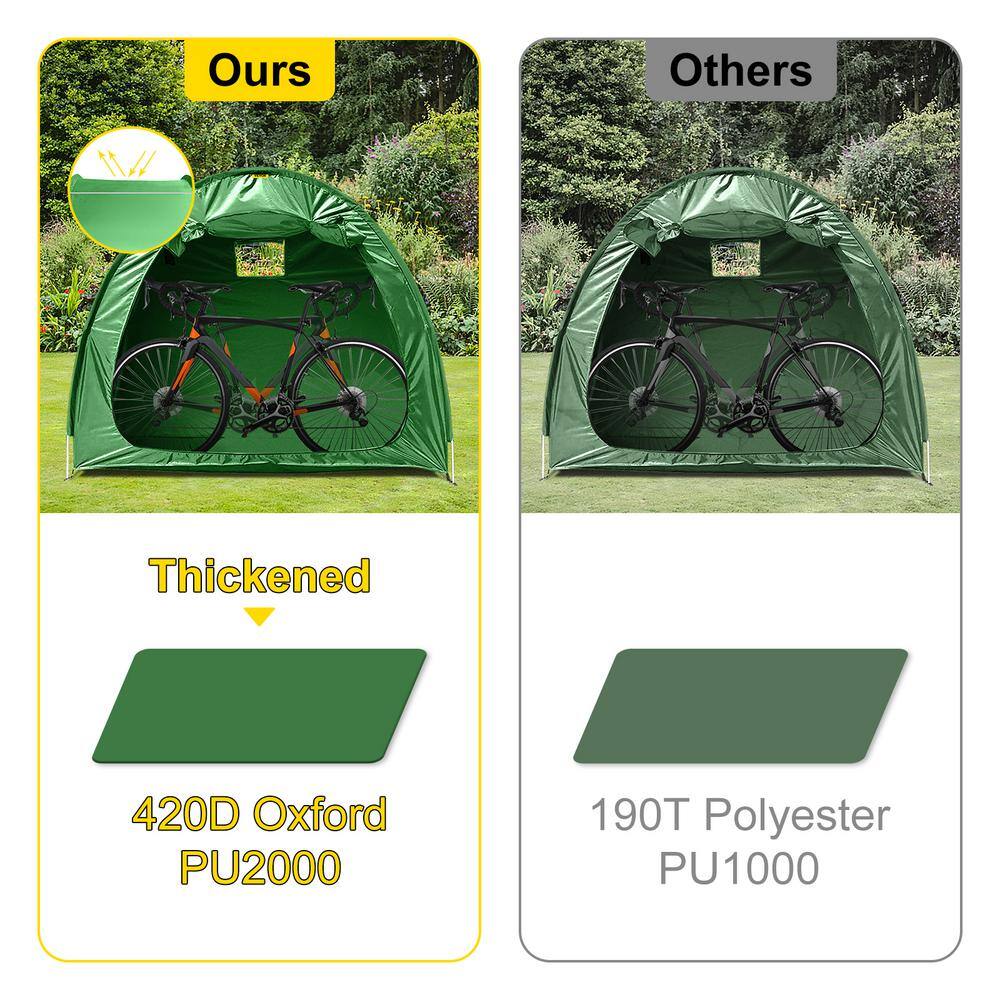 VEVOR Outdoor Waterproof Bicycle Storage Shed with Carry Bag 420D Oxford Fabric Bike Cover Storage Tent for 4 Bikes Green ZXCCFPLSJDKBDWIWXV0