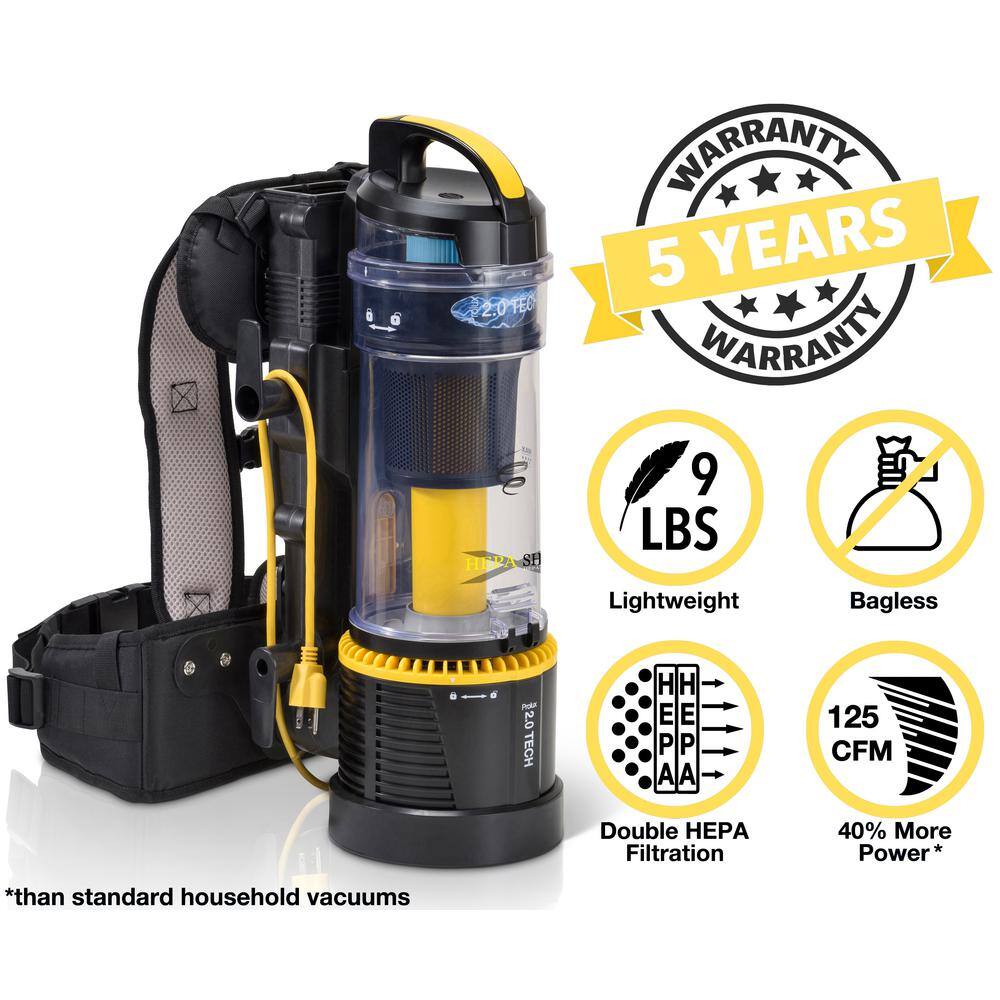 Prolux 2.0 Commercial Bagless Backpack Vacuum with Power Nozzle Kit 19prolux2.0d