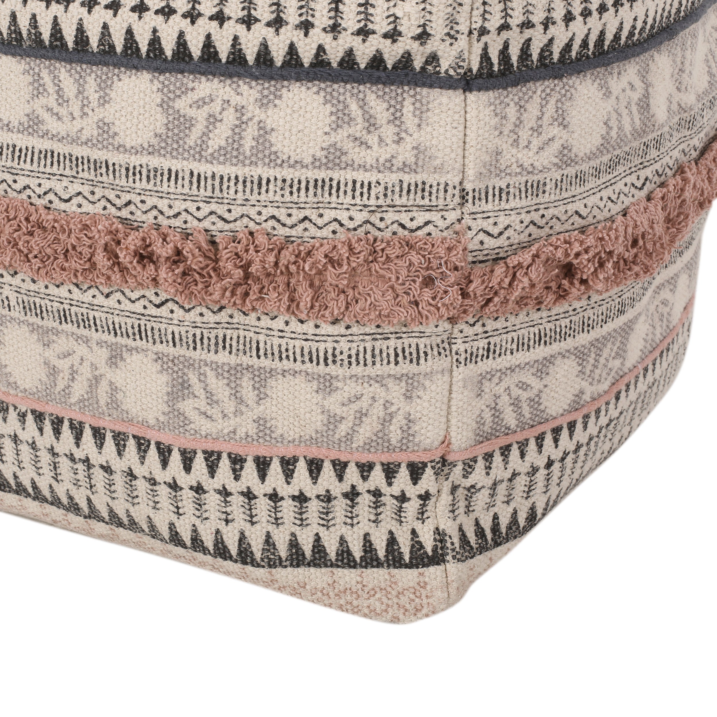 Healdton Handcrafted Boho Fabric Cube Pouf