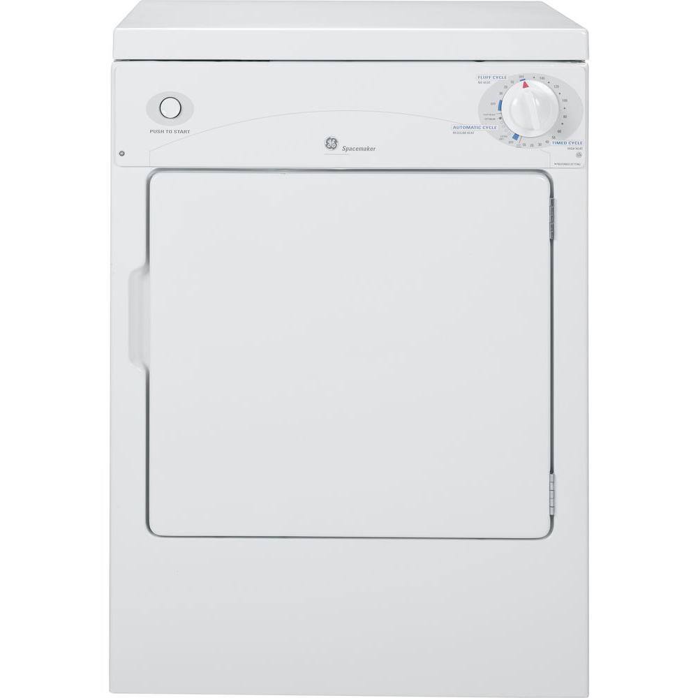 GE 3.6 cu. ft. 120- Portable Front Load Stackable Electric Dryer in White DSKP333ECWW