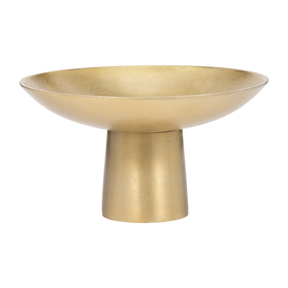 Metal Bowl with Stand Contemporary Gold Aluminum Decorative Bowl Storage for Home or Office Table Accent Entryway