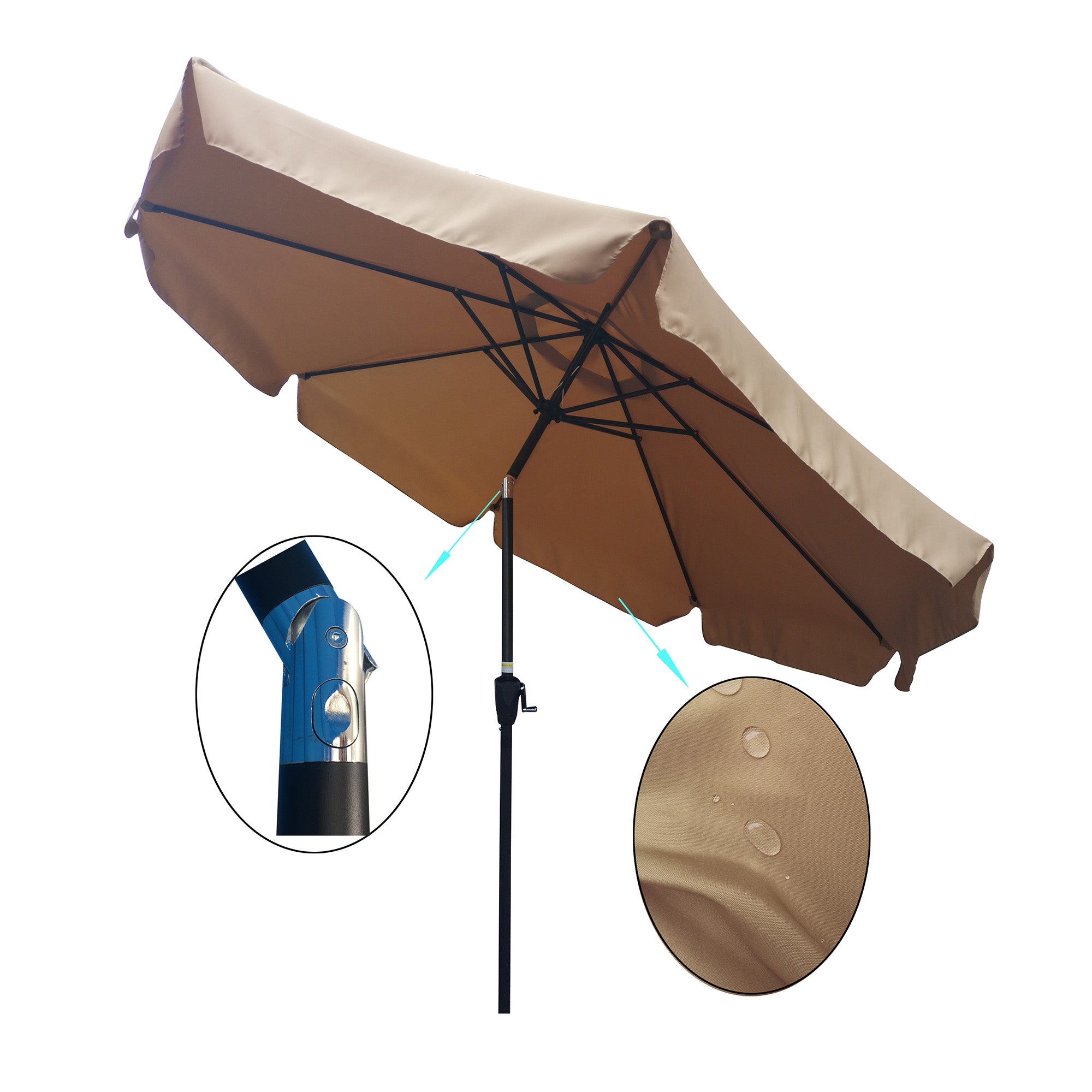 10 ft Patio Umbrella Market Table Round Umbrella Outdoor Garden Market Umbrellas with Crank and Push Button Tilt for Garden Deck Backyard Pool Shade Outside Deck