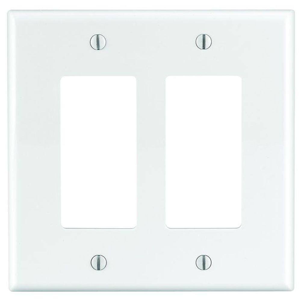 Leviton Decora 2-Gang Midway Nylon DecoratorRocker Wall Plate - White R52-PJ262-00W