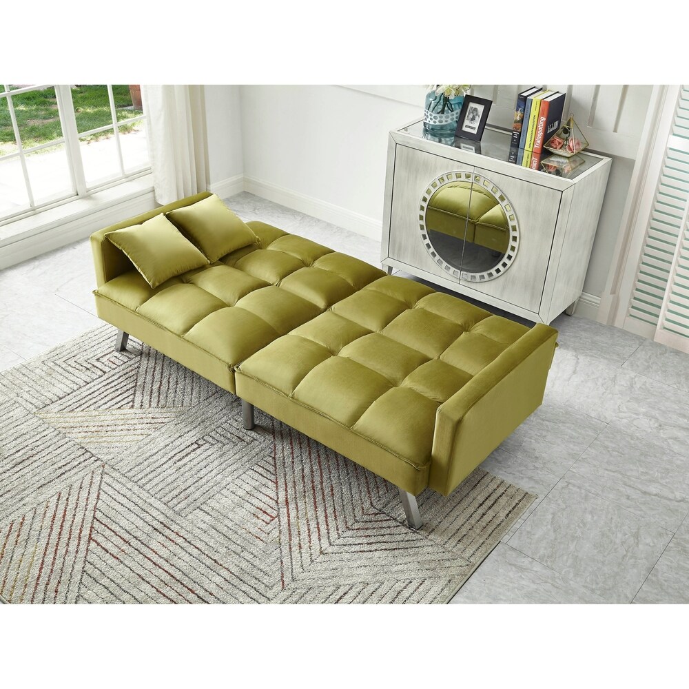 Comfortable Velvet Multi position Sleeper Sofa Bed