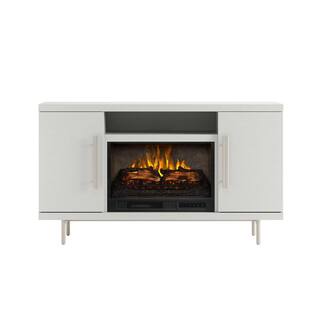 SCOTT LIVING Cestoni 60 in. Freestanding Media Console Wooden Electric Fireplace in White HDSLFP60L-3B