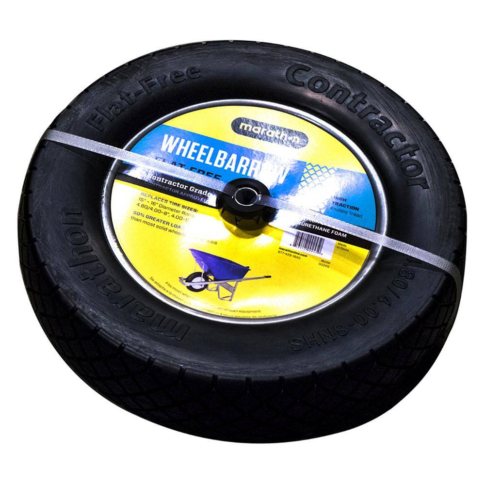 Marathon 15.5 in. Flat-Free Contractor Wheelbarrow Wheel 00245