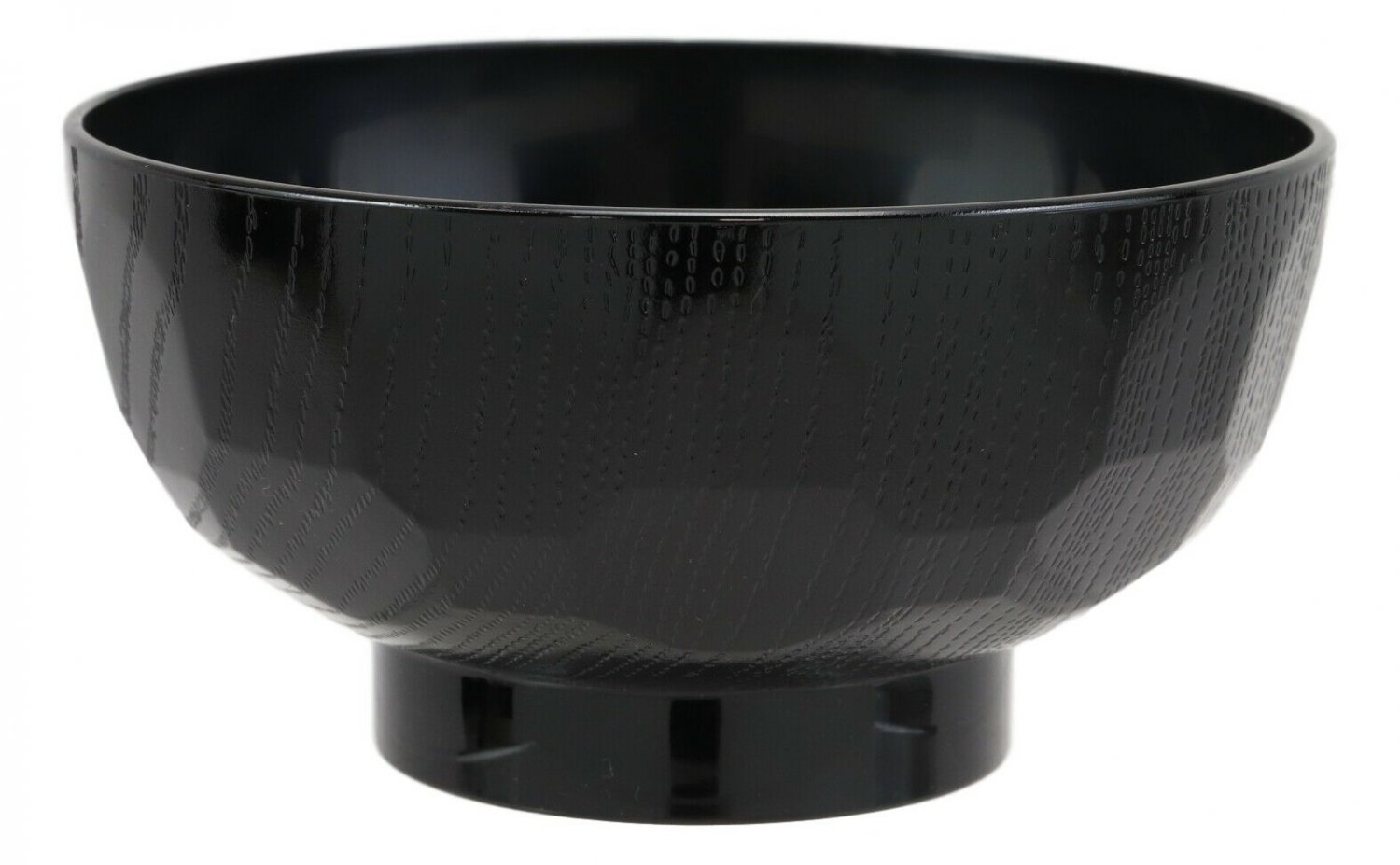 1 Japanese Contemporary 11oz Black Lacquer Ridged Rice Miso Soup Bowls Set of 6 EBR02