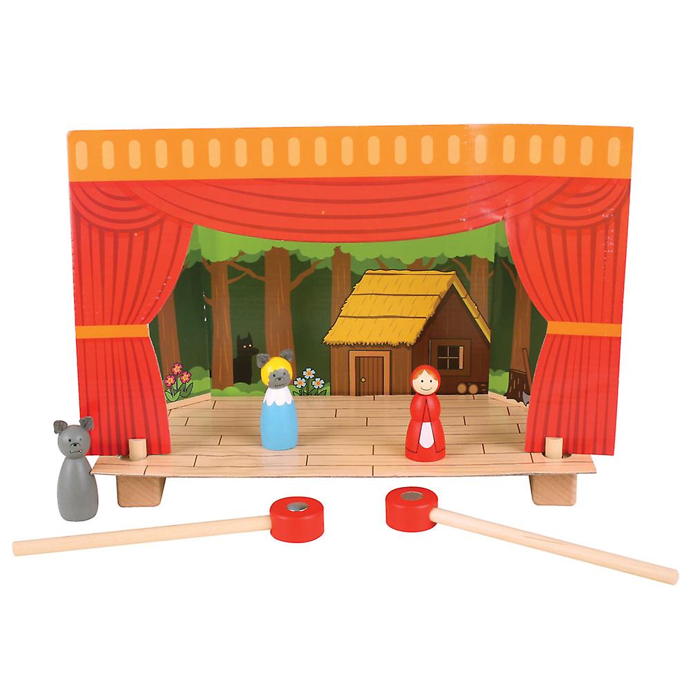 Bigjigs Toys Wooden Magnetic Theatre Puppet Show Stage Pretend Play