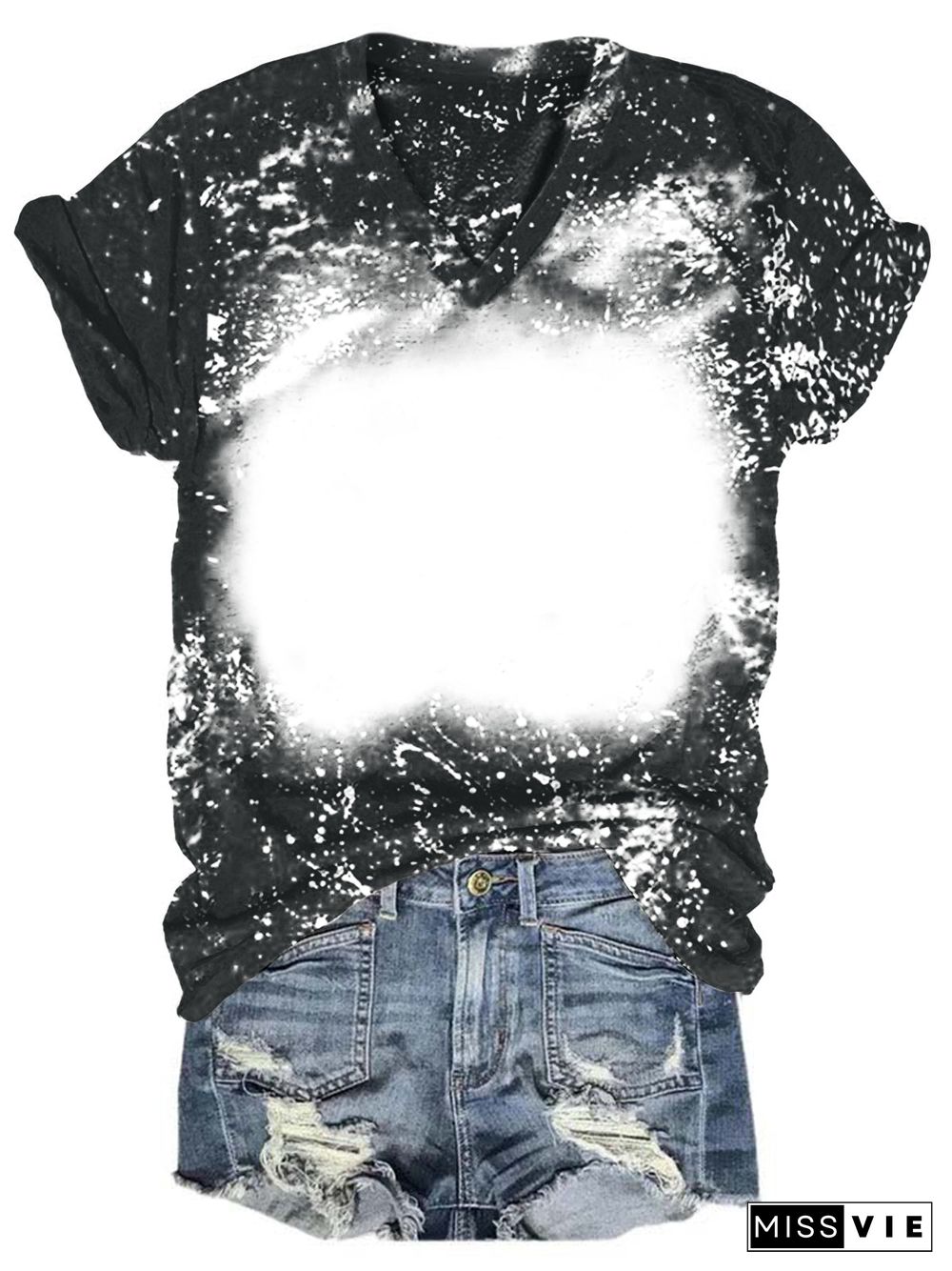 Do It Yourself Tie-dye Print V-neck T-shirt