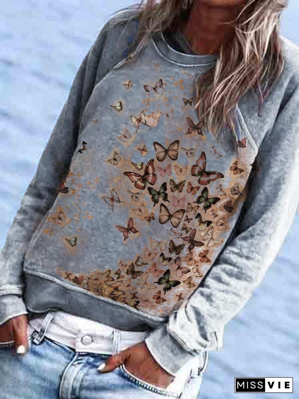 Butterfly Long Sleeve Printed Shirts & Tops