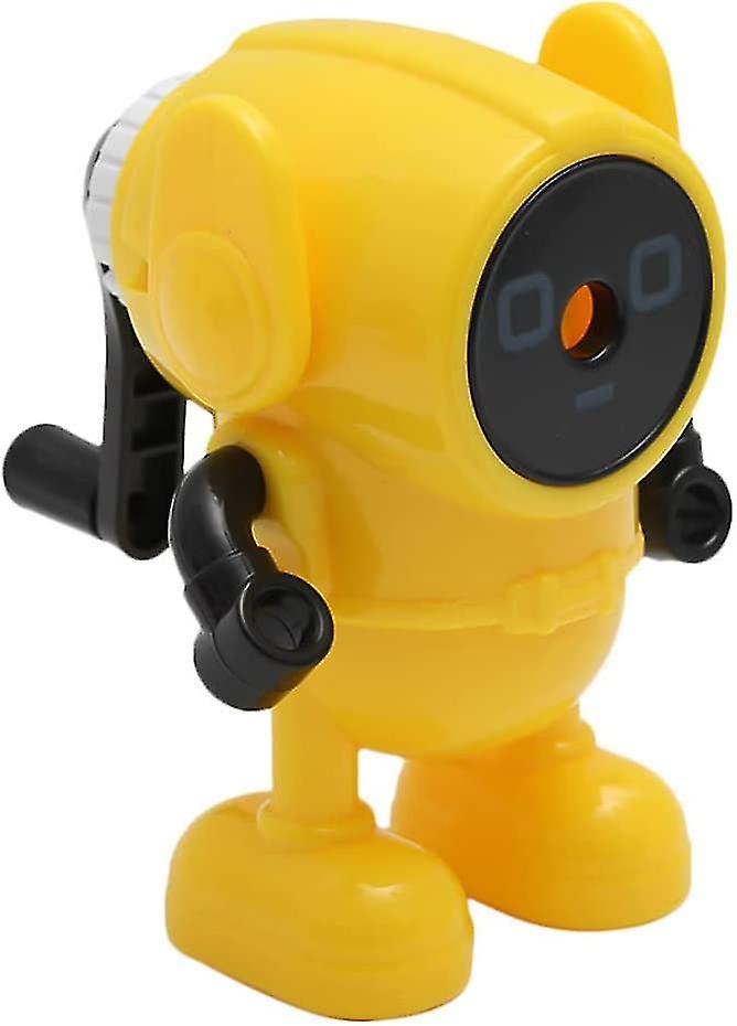 Miman Robot Manual Cartoon Pencil Sharpener， Home School Supplies Classroom Prize Kids Artist， 1 Pack， Yellow