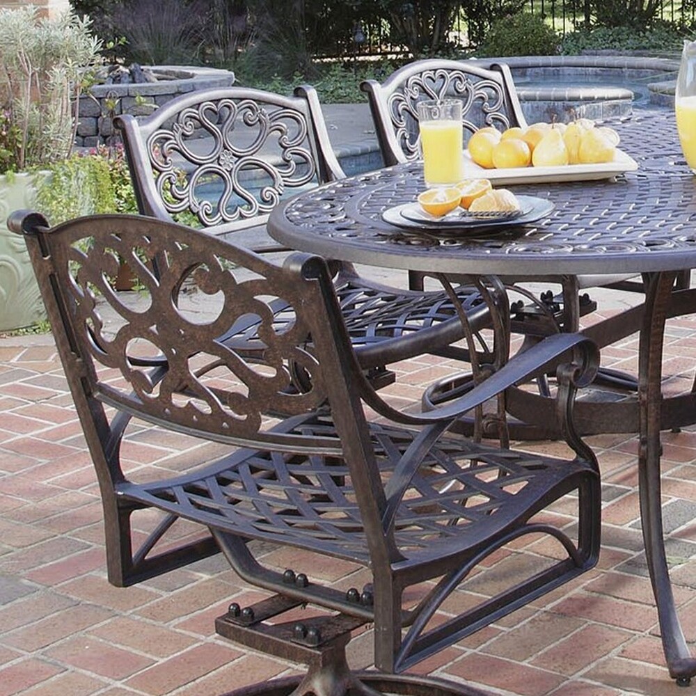 Sanibel Bronze 7 Piece Outdoor Dining Set  Table and 6 Swivel Chairs