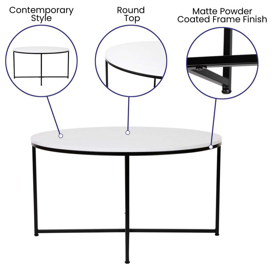 Hampstead Collection Coffee and End Table Set   White Marbled Laminate Top  amp...   Transitional   Coffee Table Sets   by BisonOffice  Houzz