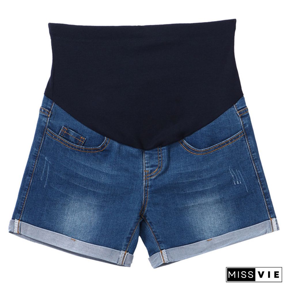 Summer Pregnant Women Denim Shorts Maternity Casual Elastic Waist Belly Shorts