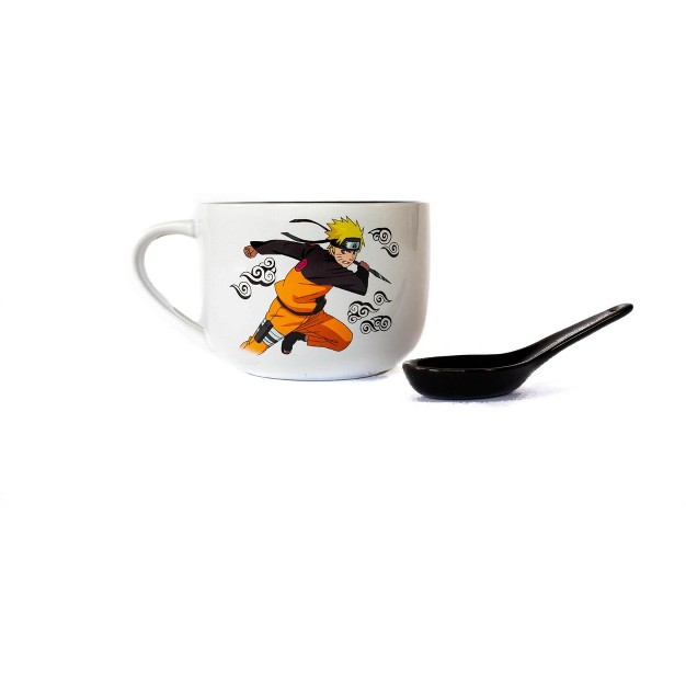 Just Funky Naruto Anime Ceramic Ramen Soup Mug With Spoon Awesome 20 Oz Coffee Cup For Office