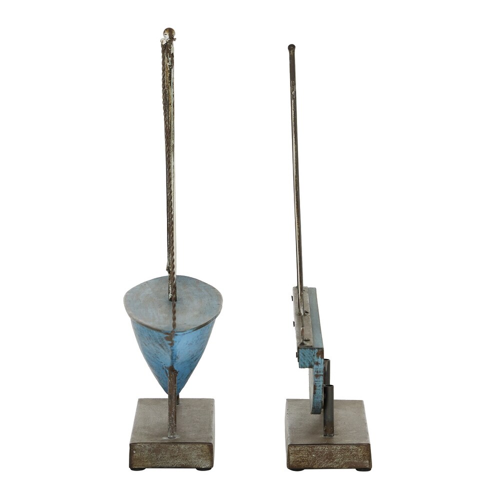 Blue Metal Coastal Sail Boat Sculpture (Set of 2)   S/2 17\