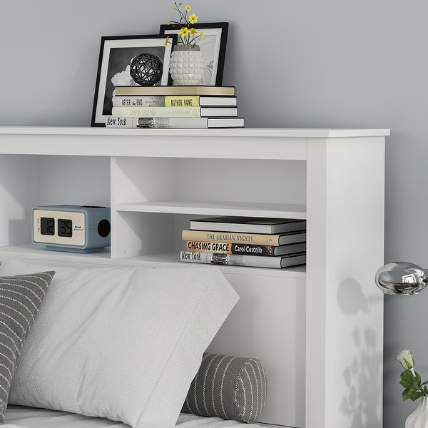 Queen Size Bookcase Headboard With A Hole For Passing Cords and Lights - - 34723807