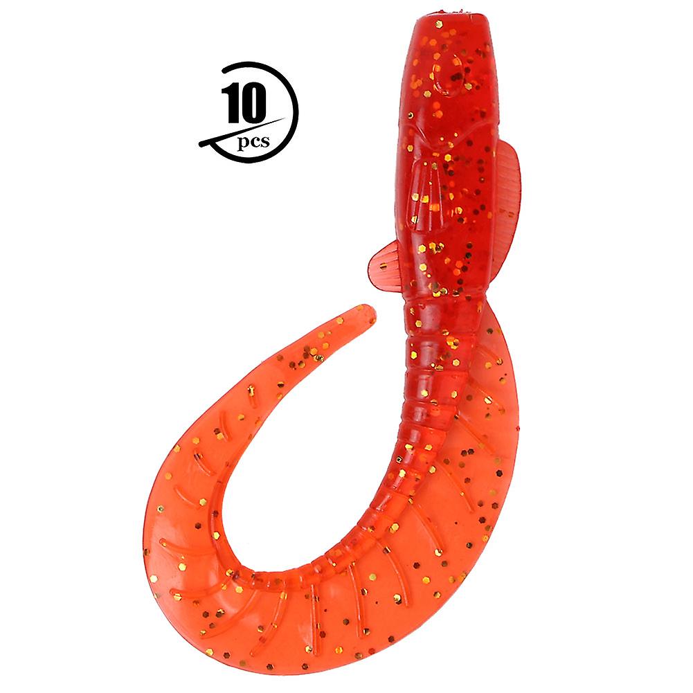 10pcs/lot Artificial Plastic Soft Worm Bait Fishing Lures Tackle Accessory(red)