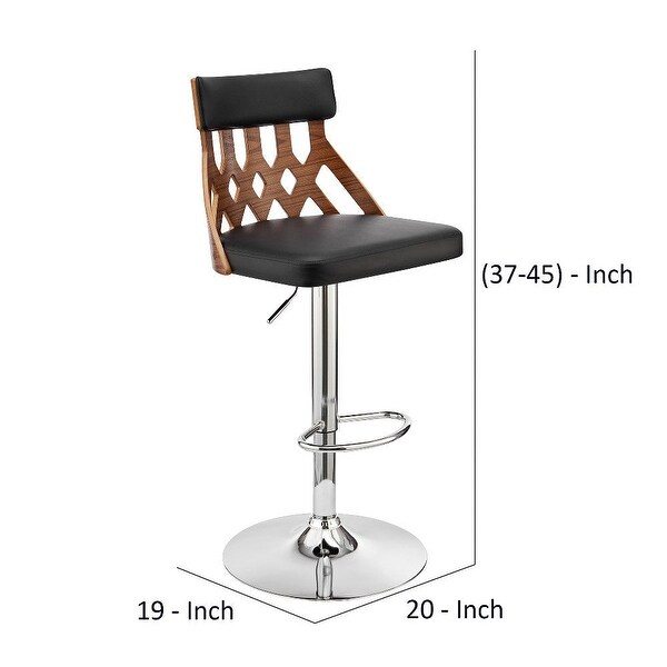 Swivel Barstool with Cut Out Back and Pedestal Base - 20 L X 19 W X 45 H Inches