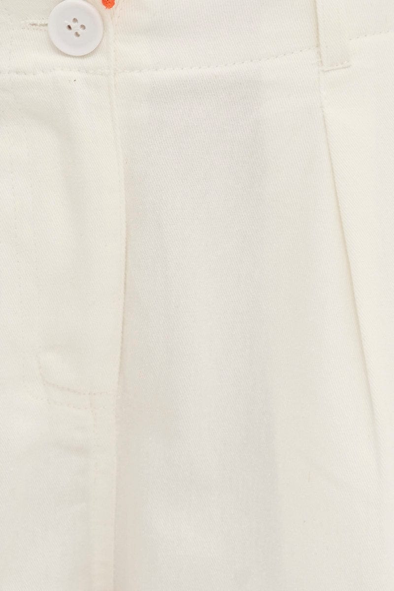 White Cargo Pants Relaxed Wide Leg