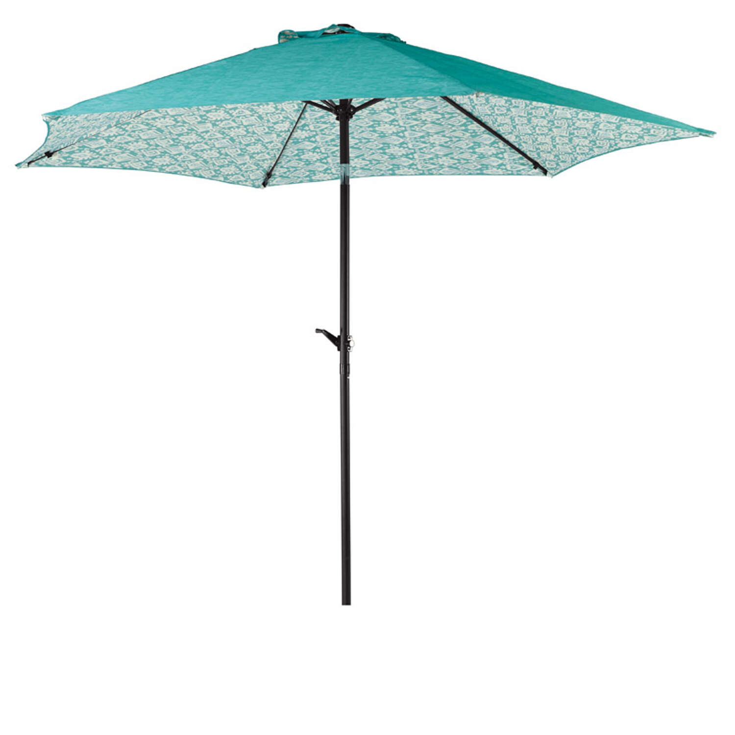 Living Accents 9 ft. Tiltable Teal Market Umbrella