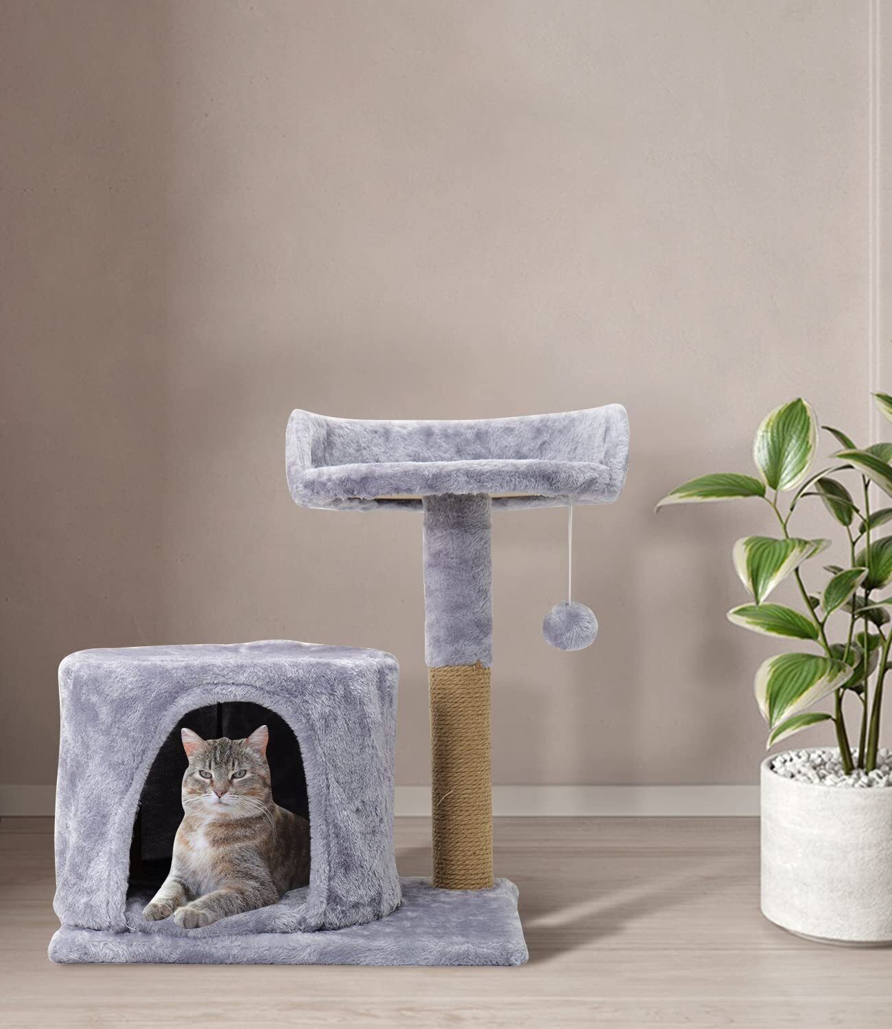 Cat Tree Tower with Plush， Cat Condo with Scratching Post for Small Cats L 20