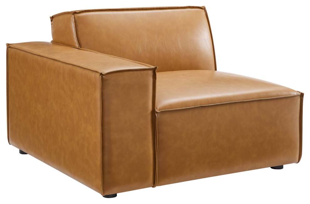 Restore Left Arm Vegan Leather Sectional Sofa Chair Tan   Contemporary   Armchairs And Accent Chairs   by First of a Kind USA Inc  Houzz